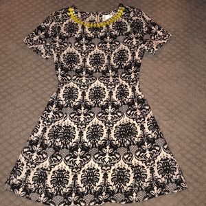 Black and white embellished neckline formal dress